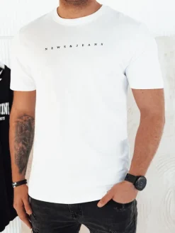 Koszulki Męskie>Dstreet Koszulka męska z nadrukiem biała RX5475