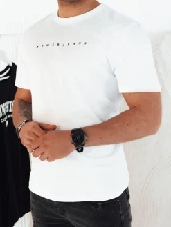 Koszulki Męskie>Dstreet Koszulka męska z nadrukiem biała RX5475