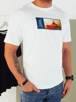 Koszulki Męskie>Dstreet Koszulka męska z nadrukiem biała RX5484