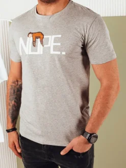 Koszulki Męskie>Dstreet Koszulka męska z nadrukiem szara RX5355