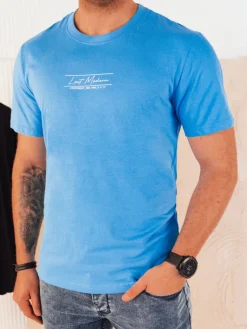 Koszulki Męskie>Dstreet Koszulka męska z nadrukiem jasnoniebieska RX5474