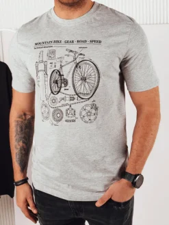 Koszulki Męskie>Dstreet Koszulka męska z nadrukiem szara RX5395