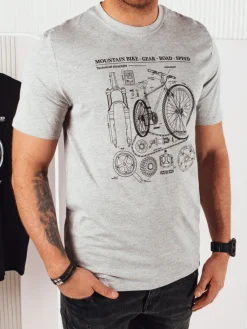 Koszulki Męskie>Dstreet Koszulka męska z nadrukiem szara RX5395