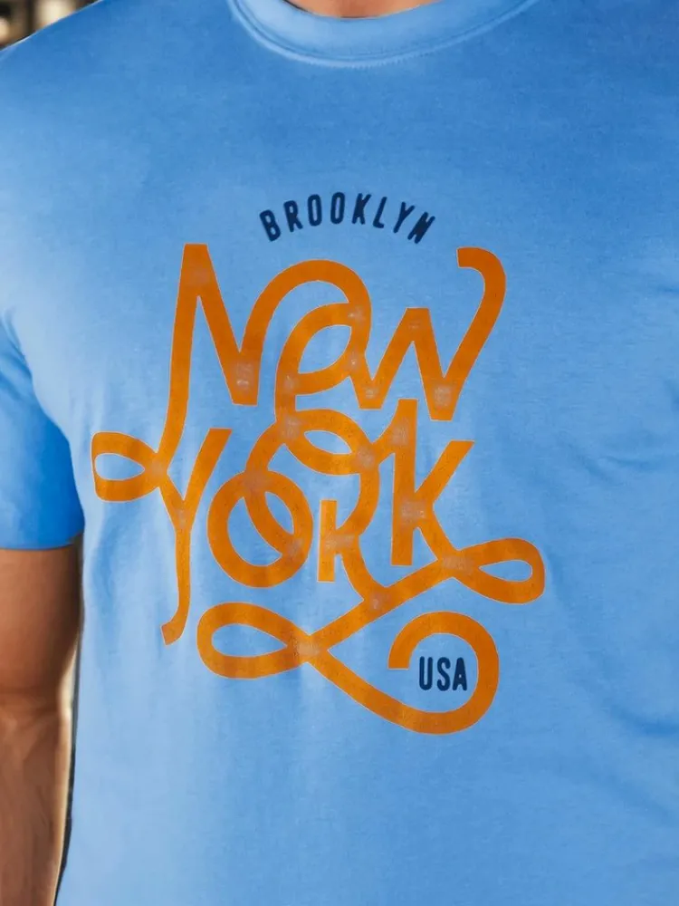 Koszulki Męskie>Dstreet Koszulka męska z nadrukiem niebieska RX5370