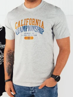 Koszulki Męskie>Dstreet Koszulka męska z nadrukiem szara RX5388