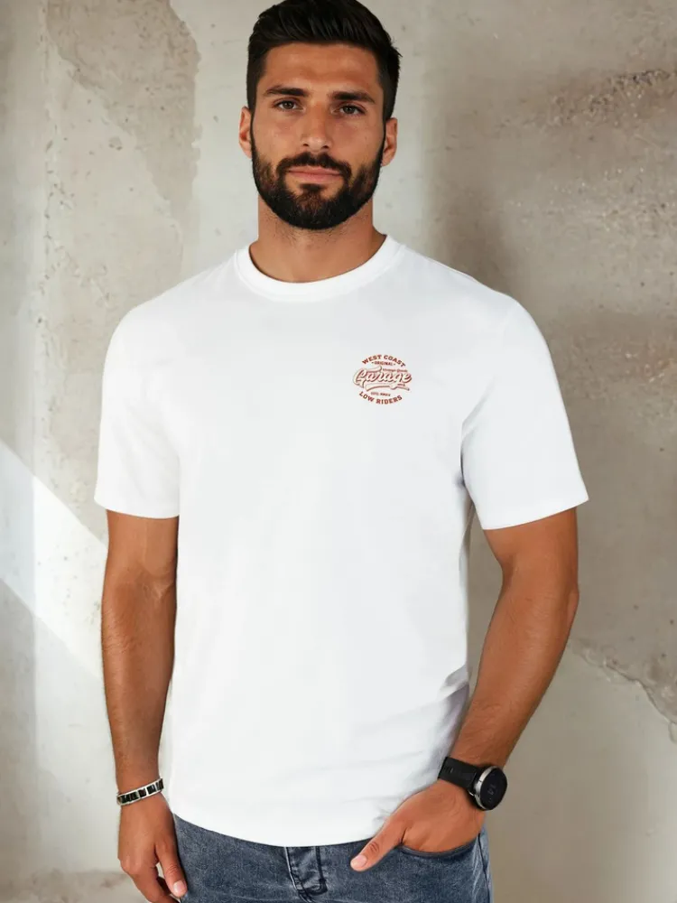 Koszulki Męskie>Dstreet Koszulka męska z nadrukiem biała RX5415