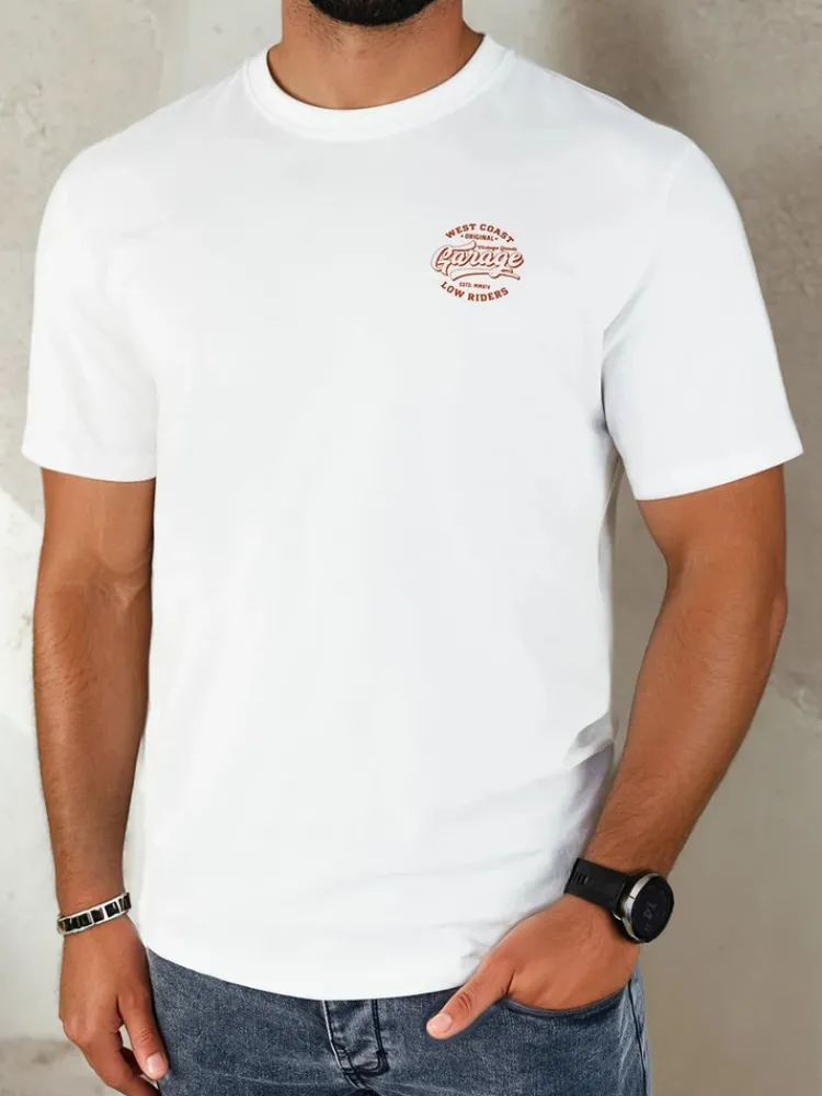 Koszulki Męskie>Dstreet Koszulka męska z nadrukiem biała RX5415