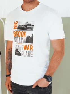 Koszulki Męskie>Dstreet Koszulka męska z nadrukiem biała RX5451