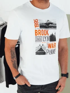 Koszulki Męskie>Dstreet Koszulka męska z nadrukiem biała RX5451