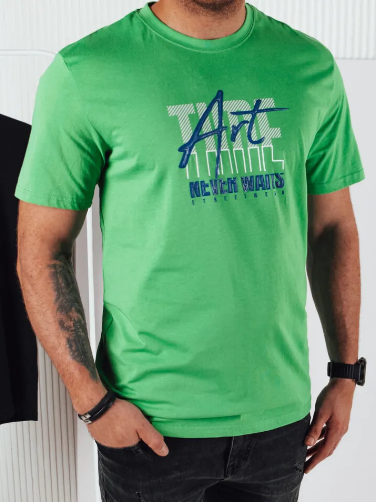 Koszulki Męskie>Dstreet Koszulka męska z nadrukiem zielona RX5393