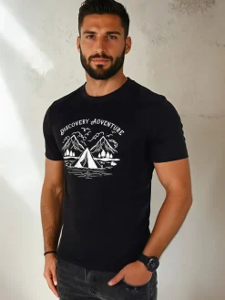 Koszulki Męskie>Dstreet Koszulka męska z nadrukiem czarna RX5413