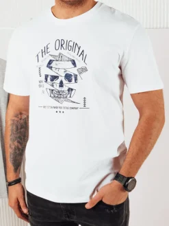 Koszulki Męskie>Dstreet Koszulka męska z nadrukiem biała RX5379