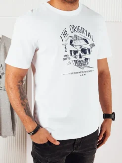 Koszulki Męskie>Dstreet Koszulka męska z nadrukiem biała RX5379