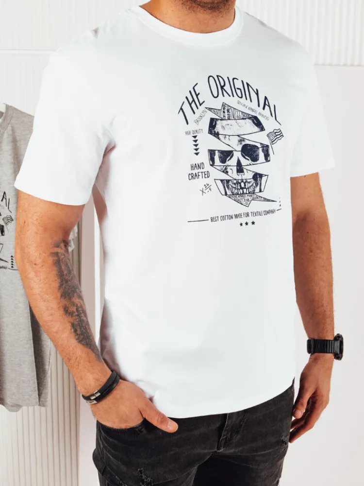 Koszulki Męskie>Dstreet Koszulka męska z nadrukiem biała RX5379