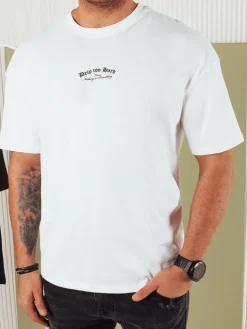 Koszulki Męskie>Dstreet Koszulka męska z nadrukiem biała RX5434