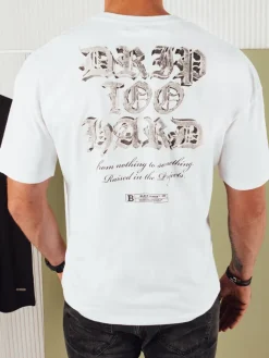 Koszulki Męskie>Dstreet Koszulka męska z nadrukiem biała RX5434