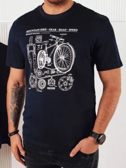 Koszulki Męskie>Dstreet Koszulka męska z nadrukiem granatowa RX5396