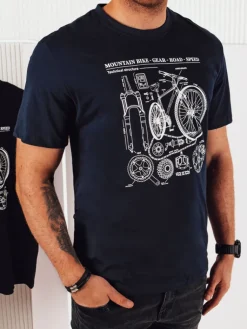 Koszulki Męskie>Dstreet Koszulka męska z nadrukiem granatowa RX5396