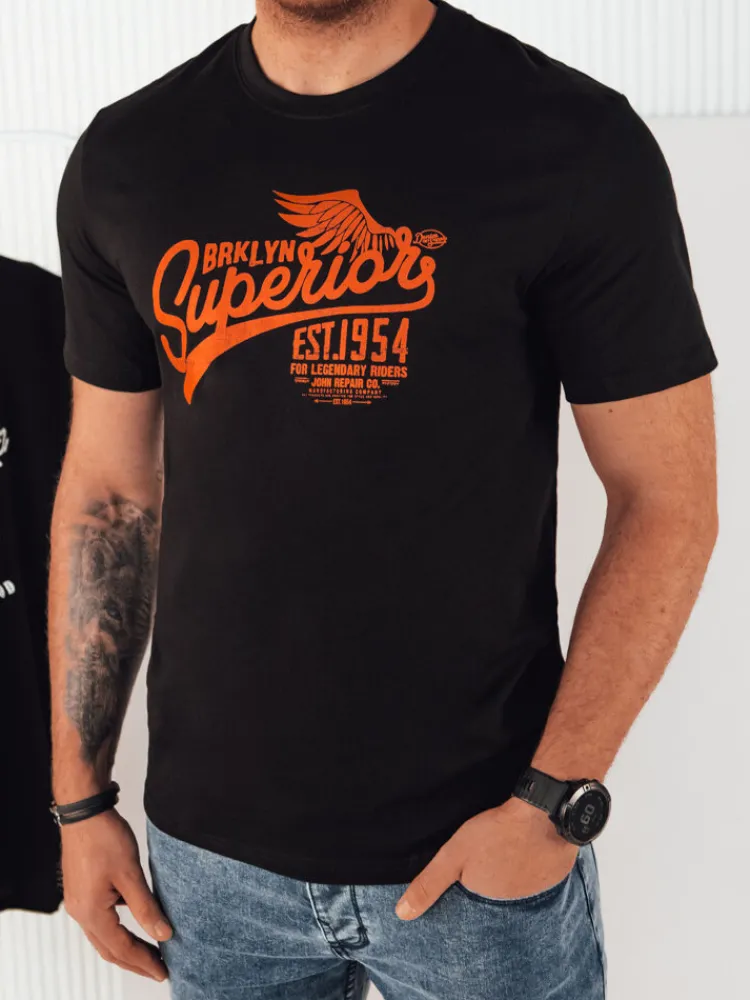 Koszulki Męskie>Dstreet Koszulka męska z nadrukiem czarna RX5366