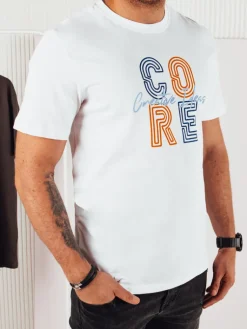 Koszulki Męskie>Dstreet Koszulka męska z nadrukiem biała RX5383