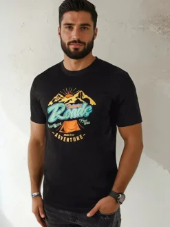 Koszulki Męskie>Dstreet Koszulka męska z nadrukiem czarna RX5400