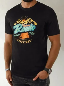 Koszulki Męskie>Dstreet Koszulka męska z nadrukiem czarna RX5400