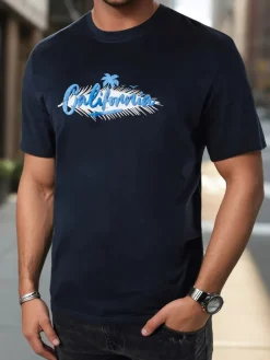 Koszulki Męskie>Dstreet Koszulka męska z nadrukiem granatowa RX5372