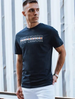 Koszulki Męskie>Dstreet Koszulka męska z nadrukiem granatowa RX5386