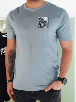 Koszulki Męskie>Dstreet Koszulka męska z nadrukiem niebieska RX5483