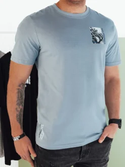 Koszulki Męskie>Dstreet Koszulka męska z nadrukiem niebieska RX5483