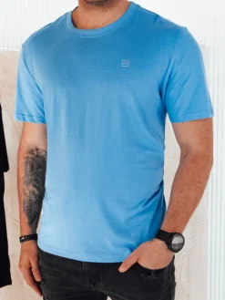 Koszulki Męskie>Dstreet Koszulka męska z nadrukiem jasnoniebieska RX5469