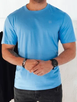 Koszulki Męskie>Dstreet Koszulka męska z nadrukiem jasnoniebieska RX5469