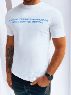 Koszulki Męskie>Dstreet Koszulka męska z nadrukiem biała RX5193