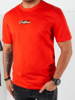 Koszulki Męskie>Dstreet Koszulka męskaz nadrukiem pomarańczowa RX5423