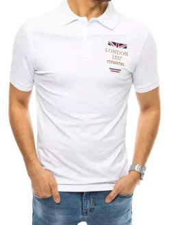 Koszulki Męskie>Dstreet Koszulka polo z haftem biała PX0436