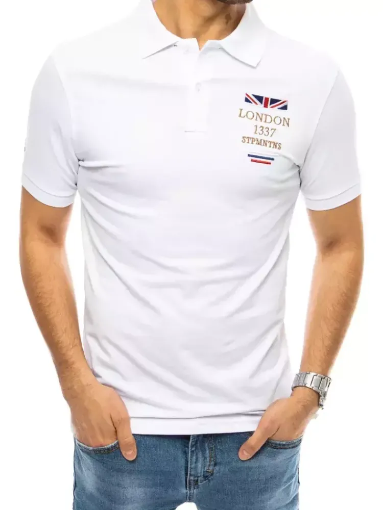 Koszulki Męskie>Dstreet Koszulka polo z haftem biała PX0436