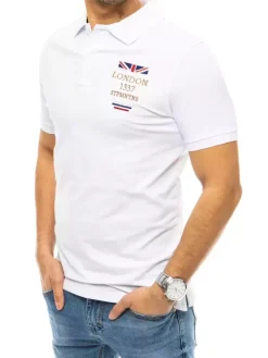 Koszulki Męskie>Dstreet Koszulka polo z haftem biała PX0436