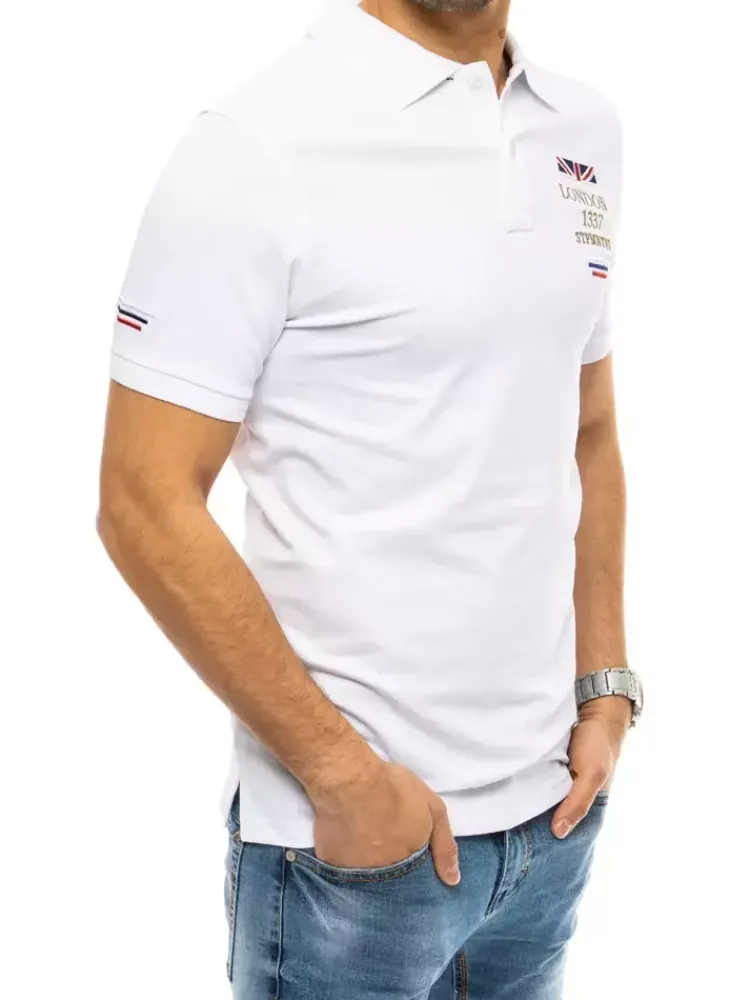 Koszulki Męskie>Dstreet Koszulka polo z haftem biała PX0436