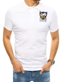 Koszulki Męskie>Dstreet Koszulka polo z haftem biała PX0392