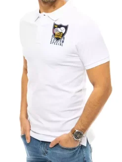 Koszulki Męskie>Dstreet Koszulka polo z haftem biała PX0392