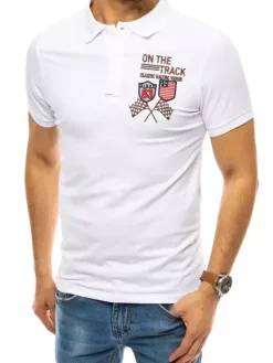 Koszulki Męskie>Dstreet Koszulka polo z haftem biała PX0452