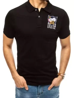 Koszulki Męskie>Dstreet Koszulka polo z haftem czarna PX0389