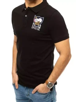 Koszulki Męskie>Dstreet Koszulka polo z haftem czarna PX0389
