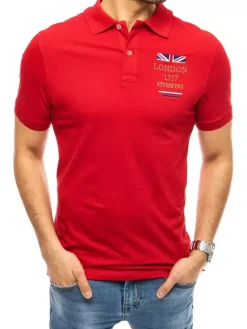 Koszulki Męskie>Dstreet Koszulka polo z haftem czerwona PX0432