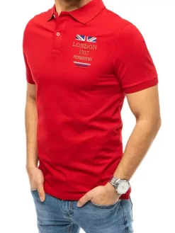 Koszulki Męskie>Dstreet Koszulka polo z haftem czerwona PX0432