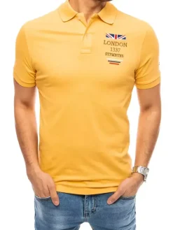 Koszulki Męskie>Dstreet Koszulka polo z haftem żółta PX0435