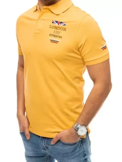 Koszulki Męskie>Dstreet Koszulka polo z haftem żółta PX0435