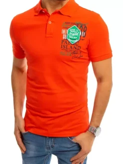 Koszulki Męskie>Dstreet Koszulka polo z nadrukiem koralowa PX0368