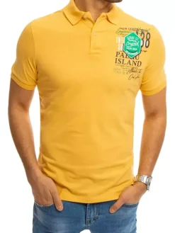 Koszulki Męskie>Dstreet Koszulka polo z nadrukiem żółta PX0372