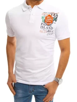 Koszulki Męskie>Dstreet Koszulka polo z nadrukiem biała PX0370